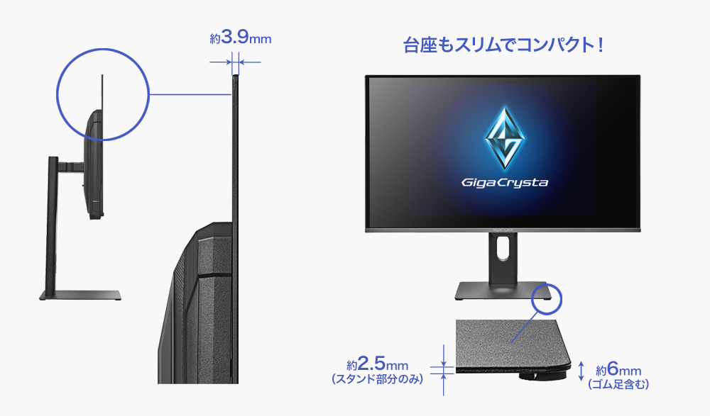 最薄部3.9mmの超薄型設計！