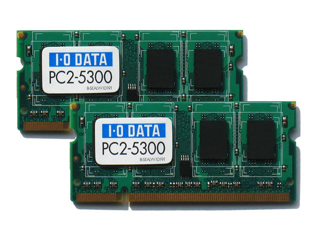 I・O DATA SDX533-1GX2A互換品 PC2-5300（DDR2-667）対応  DDR2 SDRAM S.O.DIMM 1GB×2枚 rdzdsi3