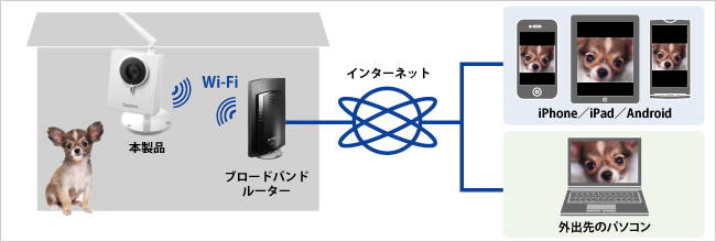 スマホで離れた位置からでも見られる！