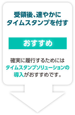 【受領後、速やかにタイムスタンプを付す】確実に履行するためにはタイムスタンプソリューションの導入がおすすめです。