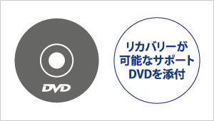 リカバリーが可能なサポートDVDを添付