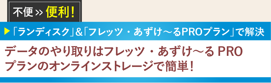 データのやり取りはフレッツ・あずけ～るPROプランのオンラインストレージで簡単！