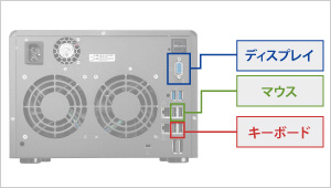 本体にディスプレイと入力機器を接続して設定する