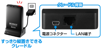 すっきり縦置きできるクレードル