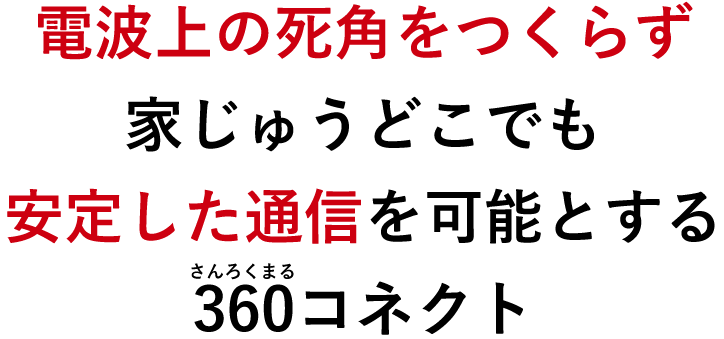 電波上の死角をつくらず家じゅうどこでも安定した通信を可能とする360(さんろくまる)コネクト