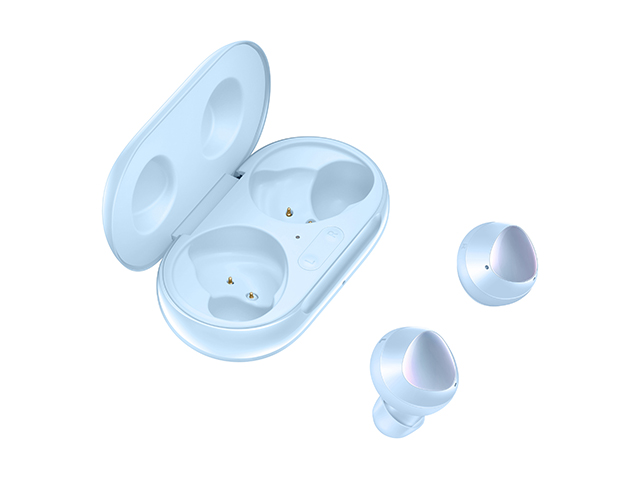 Galaxy Buds+（ブルー）　ケースと本体／斜め