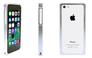 ISC-IP5C/ABS（シルバー）をiPhone 5c（ブルー）に装着した画像