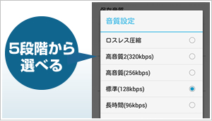 ロスレス圧縮と320kbpsの音質選択が追加！