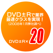 業界最高水準の書込み速度！1層DVD±Rは20倍速！