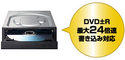 DVD±R最大24倍速書き込み対応