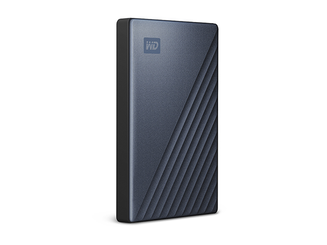 My Passport Ultra（2019年発売モデル）　右振り斜め（ブルー／2TB）