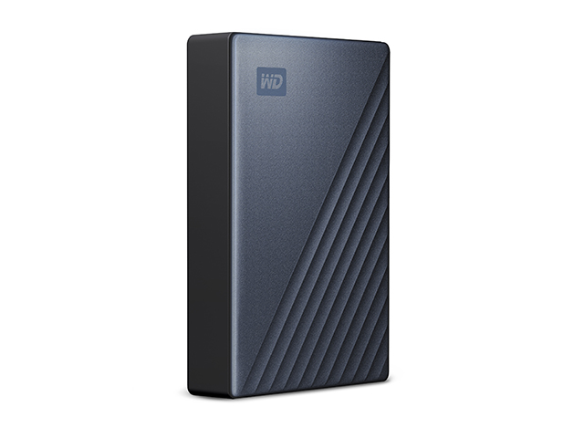 My Passport Ultra（2019年発売モデル）　右振り斜め（ブルー／4TB）