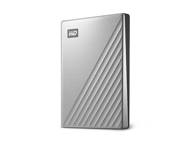 My Passport Ultra（2019年発売モデル）　左振り斜め（シルバー／2TB）