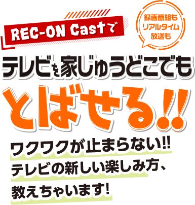 REC-ON CASTで録画番組もリアルタイム放送もテレビを家じゅうどこでもとばせる!! ワクワクが止まらない!! TVの楽しみ方、教えちゃいます!