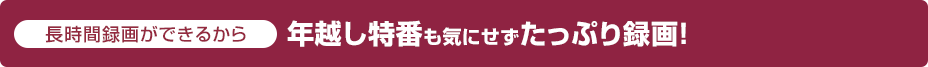 長時間録画ができるから年越し特番も気にせずたっぷり録画！