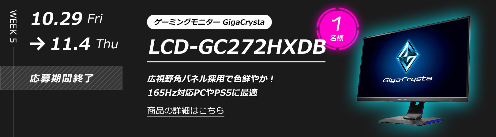 WEEK 5: ゲーミングモニター GigaCrysta LCD-GC272HXDB