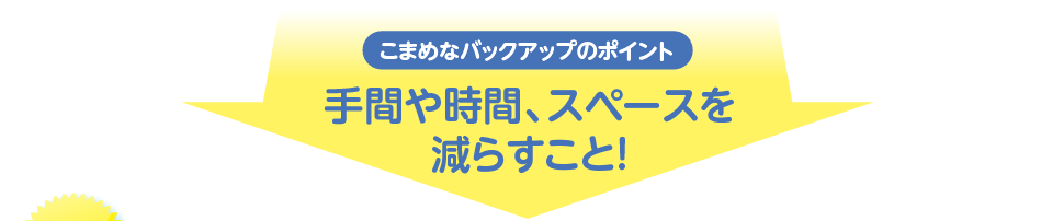 こまめなバックアップのポイントは、手間や時間、スペースを減らすこと！