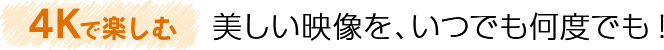 4Kで楽しむ　美しい映像を、いつでも何度でも!
