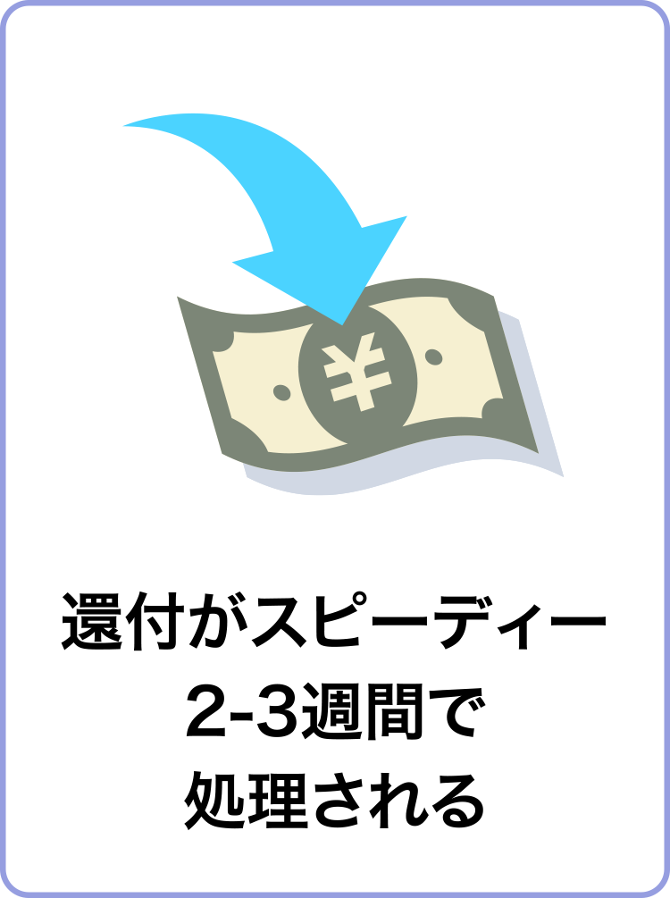 還付がスピーディー2-3週間で処理される