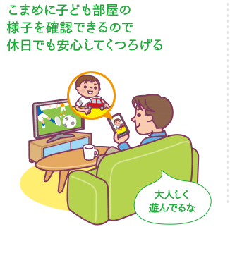 こまめに子ども部屋の様子を確認できるので休日でも安心してくつろげる