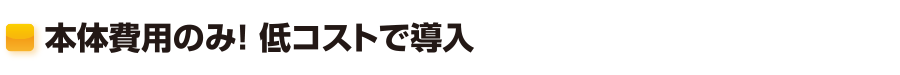 本体費用のみ！低コストで導入