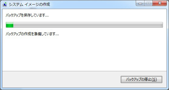 バックアップ中