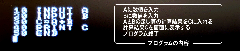 足し算のプログラムの内容