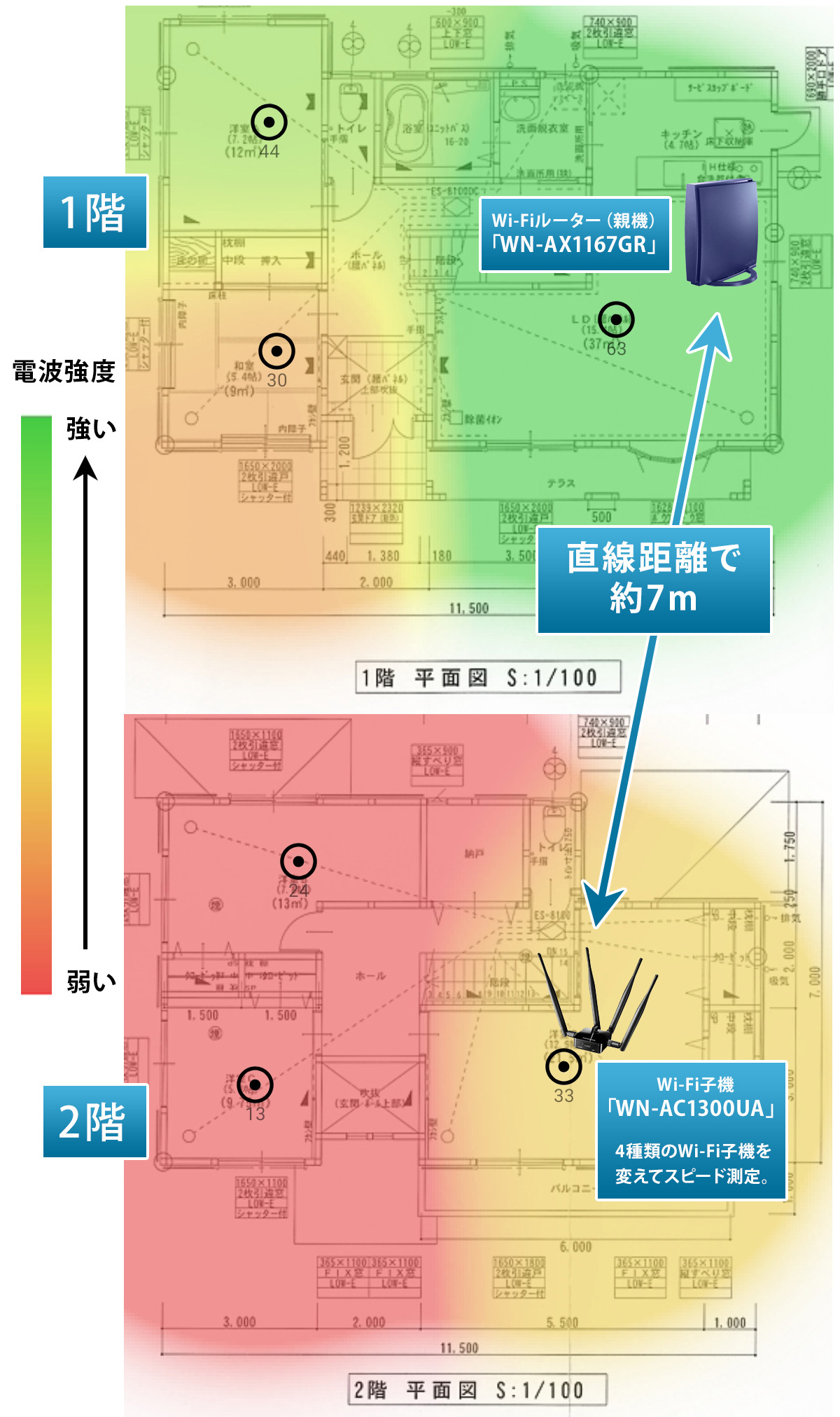 1階と2階のヒートマップ