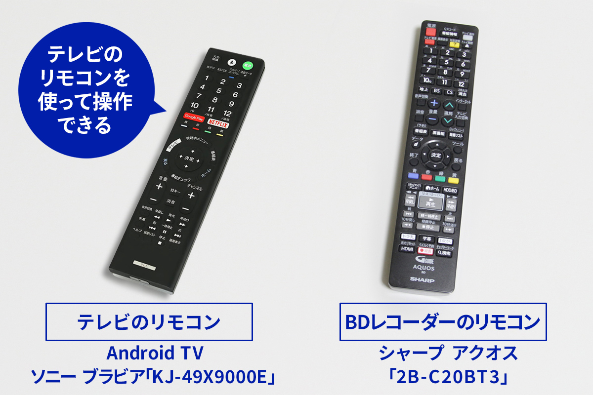 「DVRP-U8ATV」はテレビのリモコンを使って操作できる