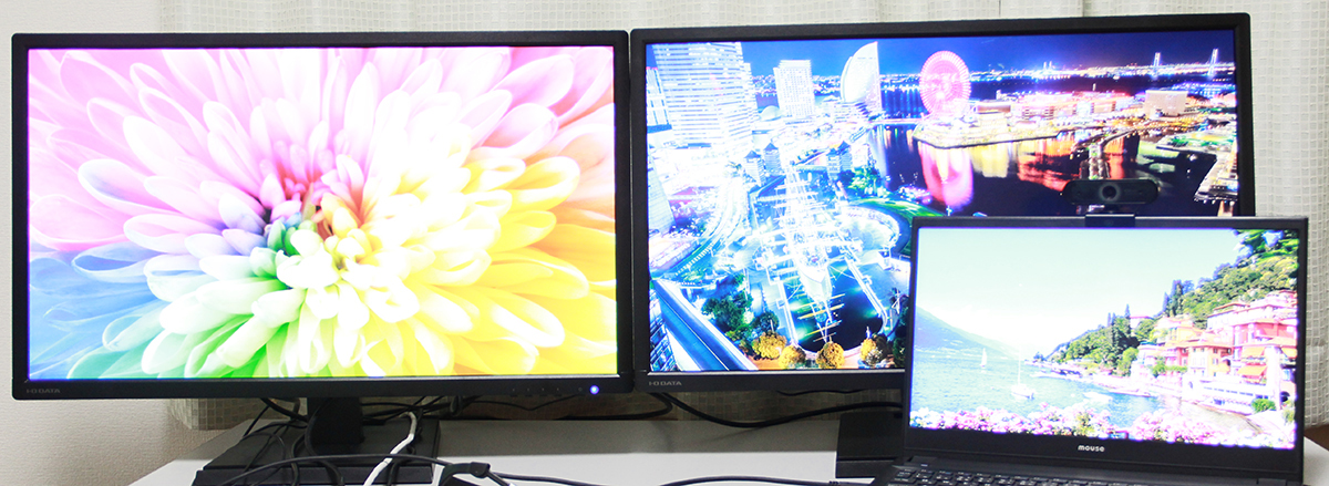 ノートPCと4Kディスプレイ「LCD-M4K271XDB」2台を同時接続