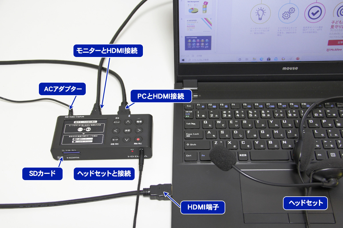 実際の「録画」の接続