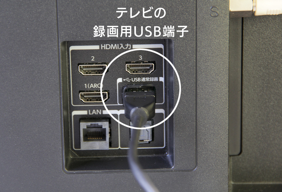 テレビ背面の録画用USB端子