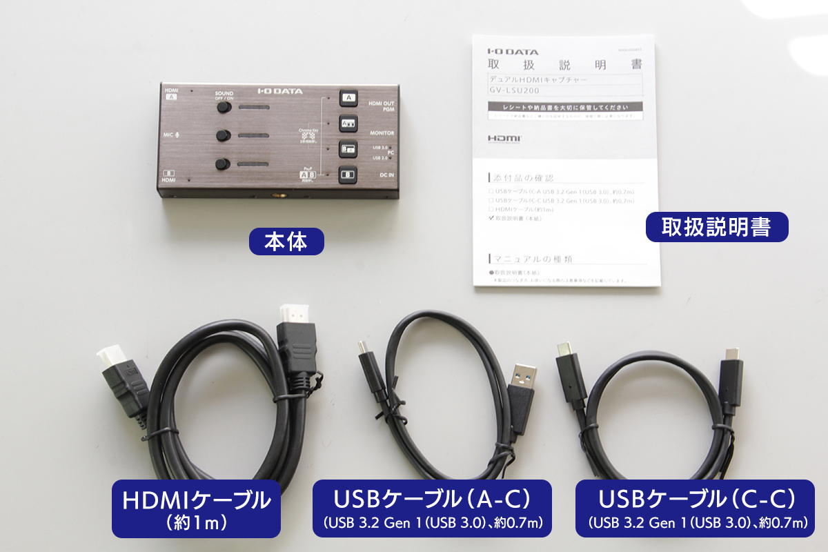 「GV-LSU200」の同梱物