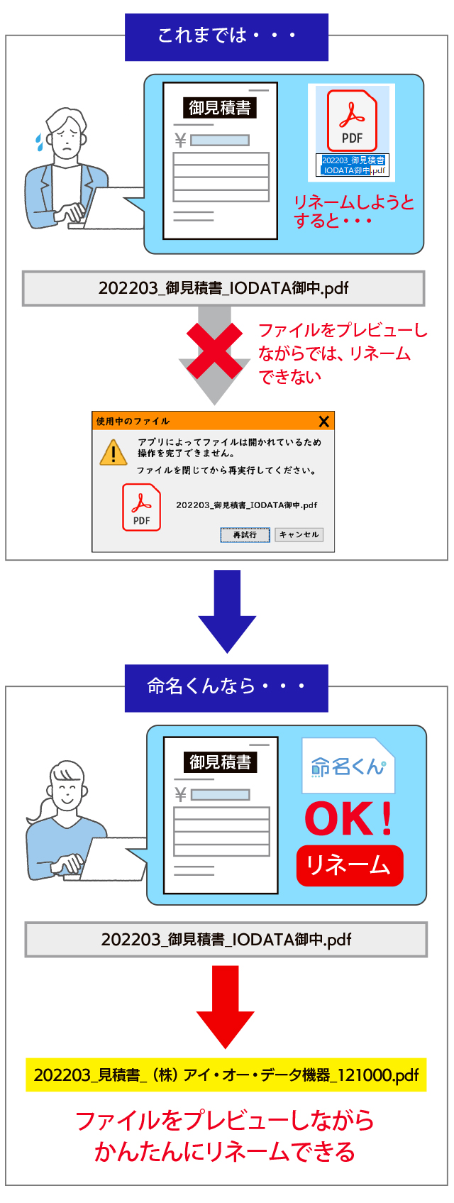 「命名くん」なら、ファイルをプレビューしながらかんたんにリネームできる