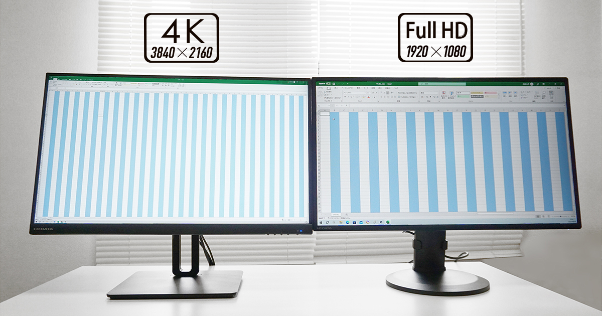 4KとフルHDの画面比較！USB Type-C搭載フリースタイルスタンド液晶で