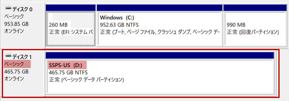 スティックSSDのOSからの認識のされ方