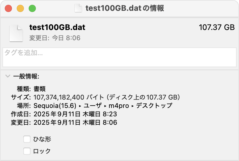 107.37GBの単一ファイル