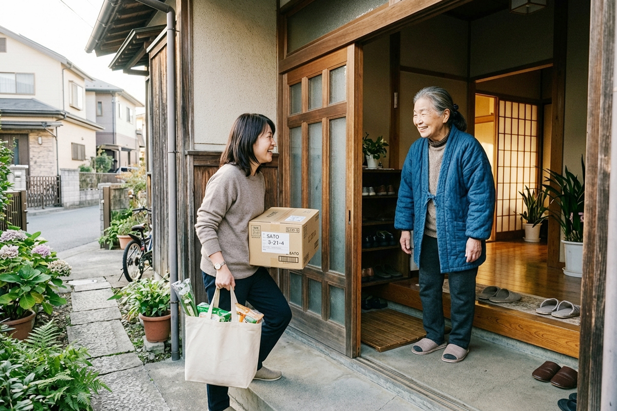 定期的な帰省と宅配サービスの利用