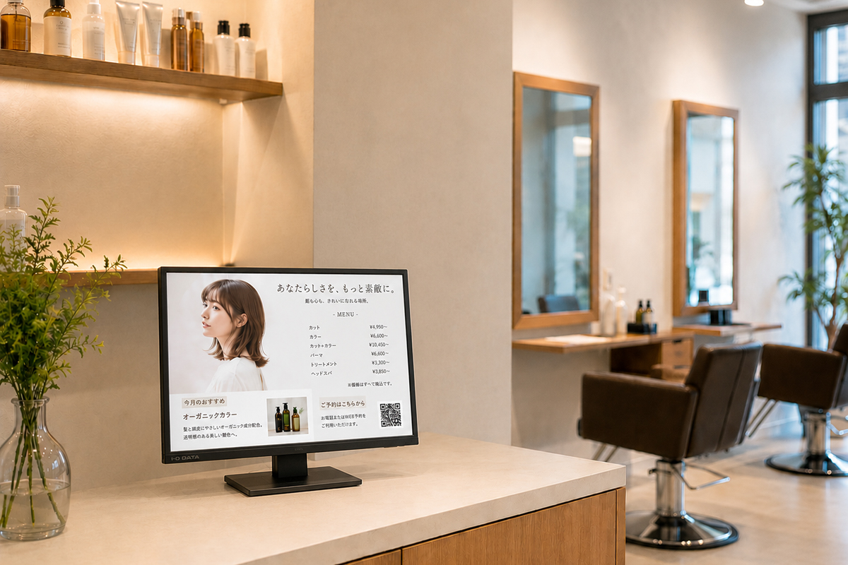 ヘアサロンのデジタルサイネージ