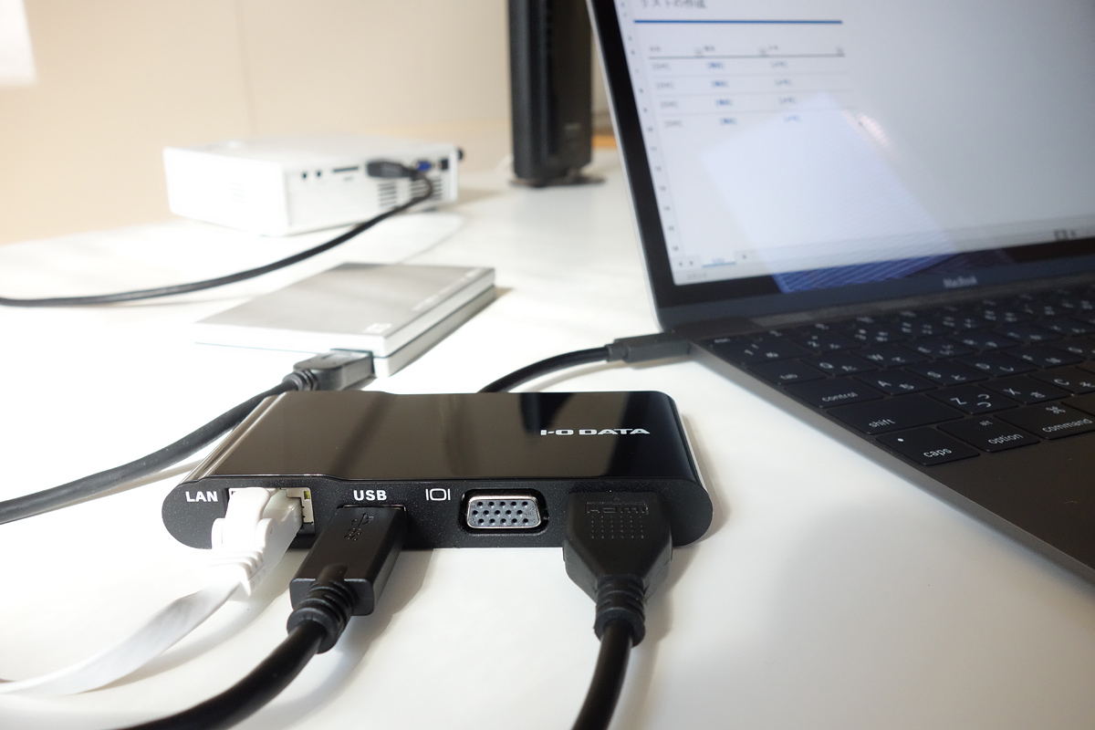 ケーブル1本で「LANポート」「USBポート」「アナログRGB」「HDMI」のインターフェースに対応
