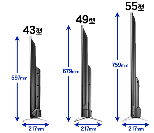 さ 大き 43 インチ テレビ 40インチ