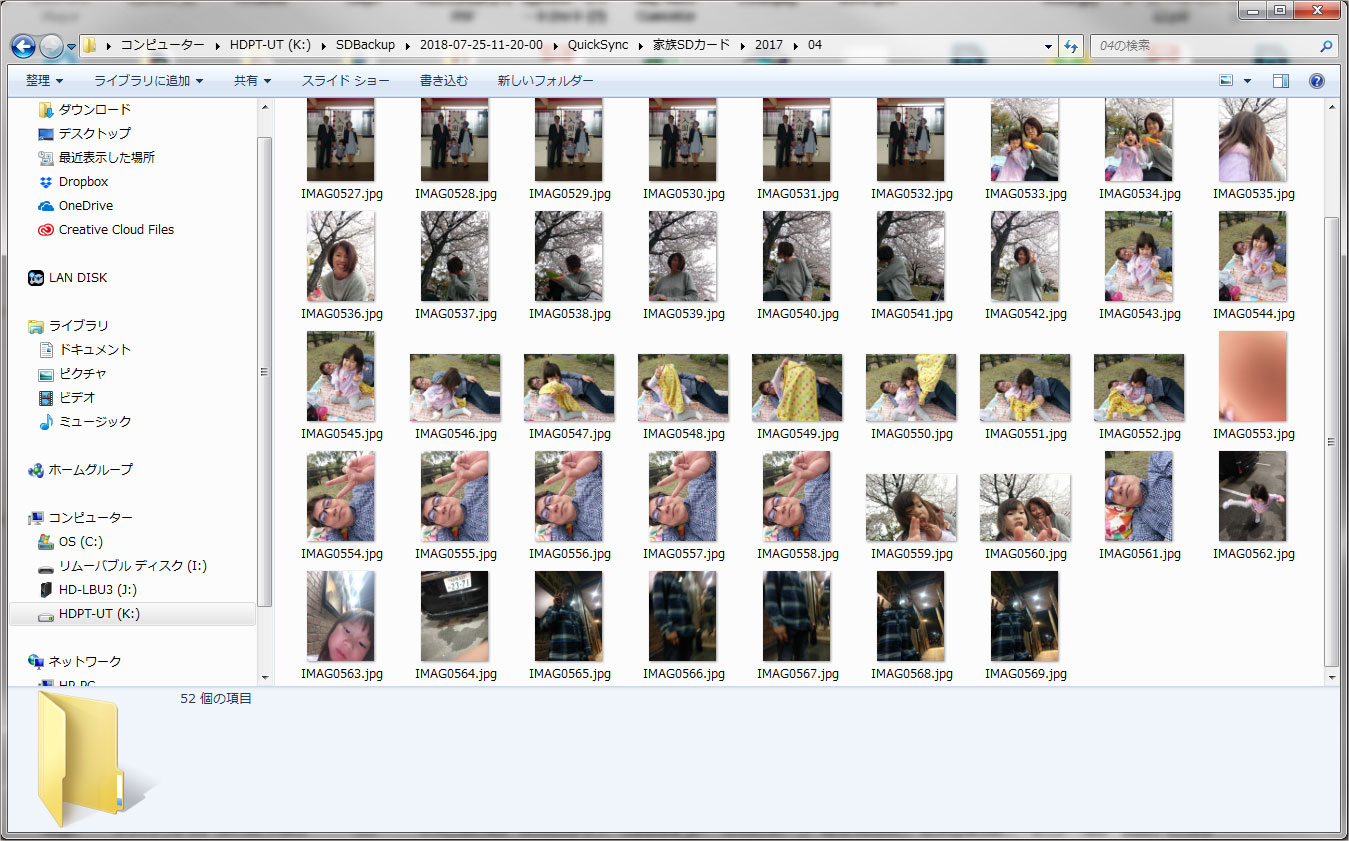 HDDに転送した写真