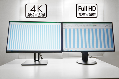 左：27型4Kモニター「LCD-CU271AB-F」　右：27型フルHDモニター「LCD-CF271ED-F」