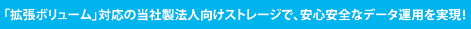 「拡張ボリューム」対応の当社製法人向けストレージで、安心安全なデータ運用を実現！