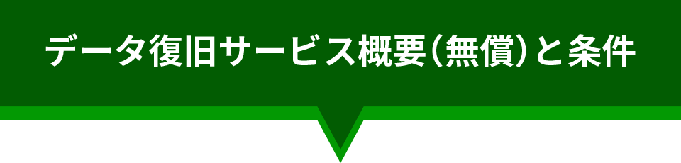 データ復旧サービス概要（無償）と条件