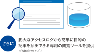 さらに膨大なアクセスログから簡単に目的の記事を抽出できる専用の閲覧ツールを提供