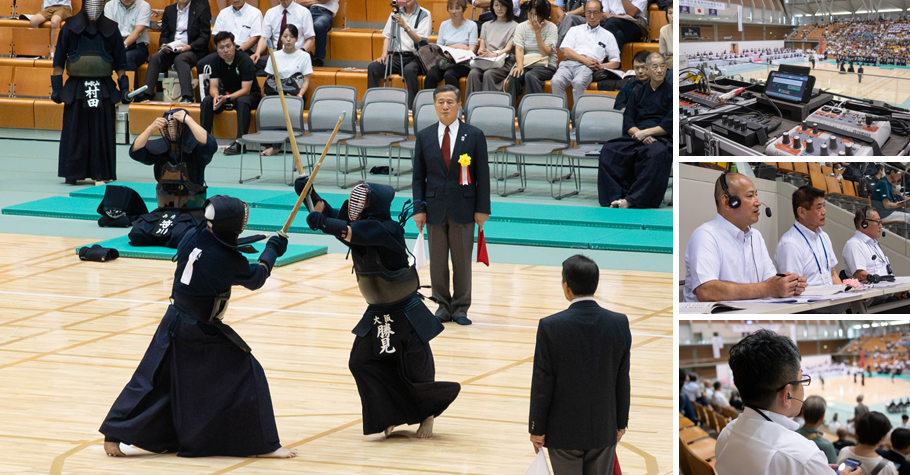 「全日本東西対抗剣道大会」にて来場者向けの実況解説