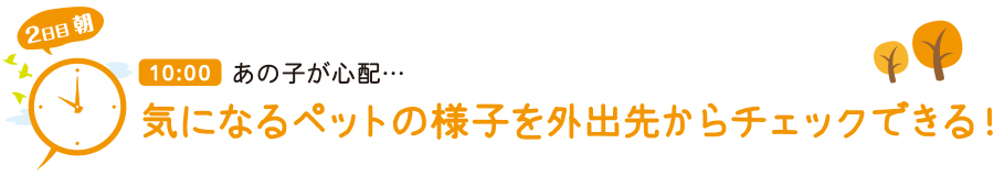気になるペットの様子を外出先からチェックできる！