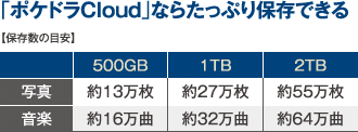 「ポケドラCloud」ならたっぷり保存できる