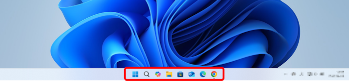 Windowsのスタートアイコンがデスクトップの中央下にある場合はWindows11です